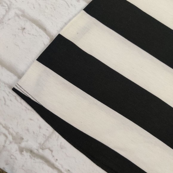 Ambiance Apparel womens maxi skirt off white black horizontal stripe preppy sz S - Picture 6 of 6
